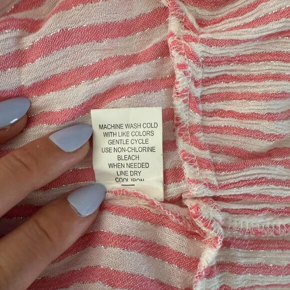 NWT Blue Island Pink White Metallic Striped Off The Shoulder Mini Dress Size S - Picture 7 of 11